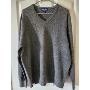 Cremieux 100% Luxury Cashmere Men's Sweater XL Heathered Gray V-Neck Soft Luxury